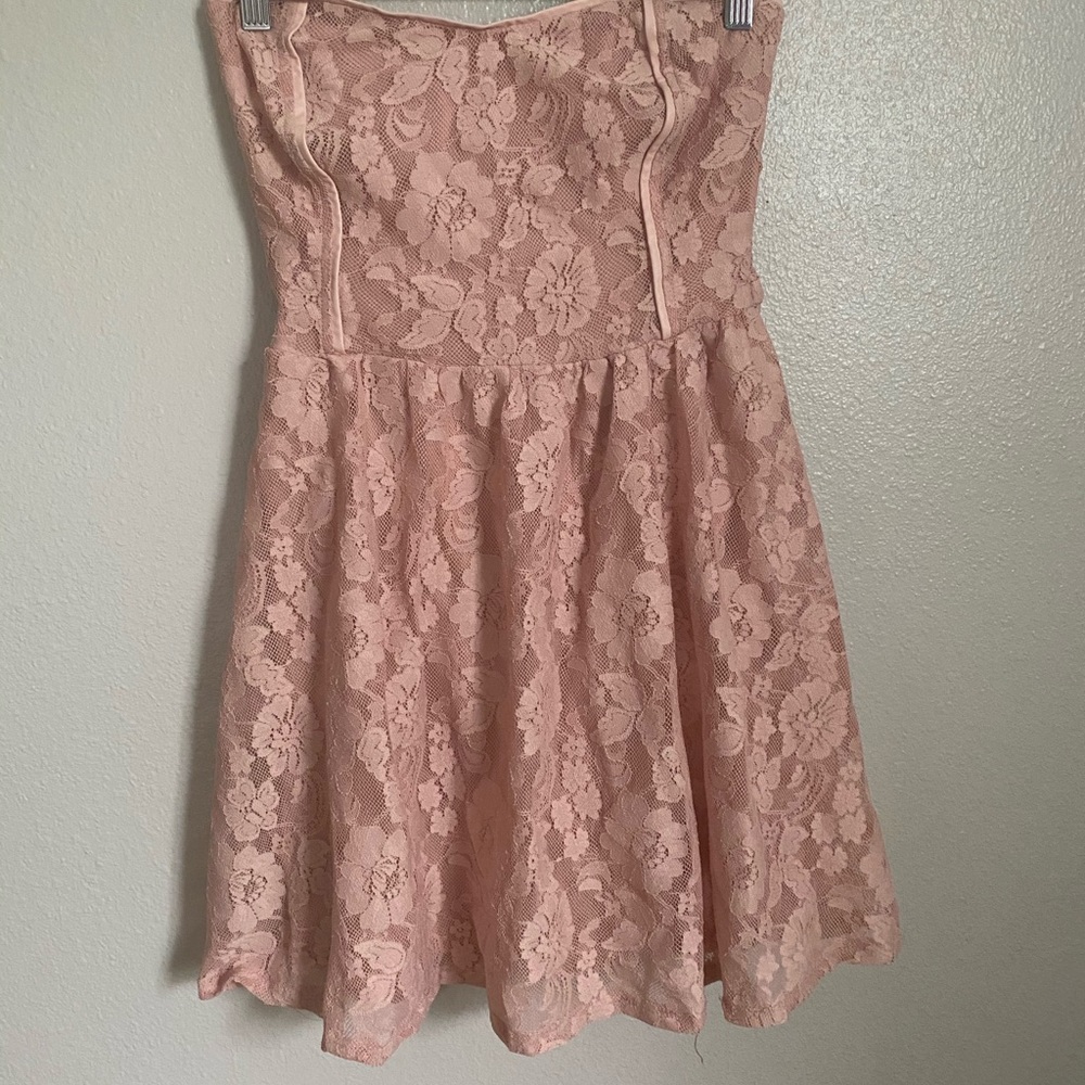 Pink Lace LoveFire Strapless Minidress